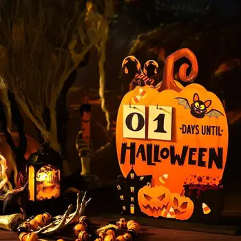 1 комплект Календаря обратного отсчета на Хэллоуин, деревянный календарь обратного отсчета в форме тыквы, настольный блок-календарь для праздничного оформления Хэллоуина