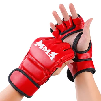1 пара толстых боксерских перчаток Перчатки для ММА с полупальцами Санда Тхэквондо Боевые Перчатки для ММА с мешками с песком Профессиональное оборудование для тренировок TKD