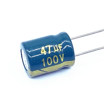100 Stks/partij Hoge Frequentie Lage Impedantie 100V 47Uf Aluminium Elektrolytische Condensator Maat 8*12 47Uf 20%