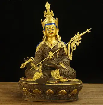 12-Дюймовые бронзовые позолоченные статуи Гуру Падмасамбхавы Ринпоче Оргьен менла Ваджра Будды