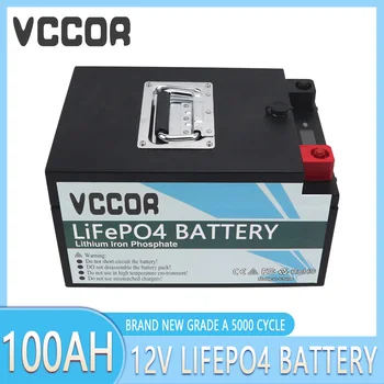 12V 100Ah LiFePO4 Аккумуляторная Батарея Литий-Железо-Фосфатные Батареи Встроенный BMS Для Гольф-Кара Солнечный Аккумуляторный Инверторный Двигатель Без налога