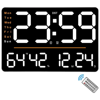 15,6 Дюймовые светодиодные настенные часы с большим дисплеем с дистанционным управлением для гостиной офиса классной комнаты тренажерного зала