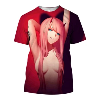 2023 Новая Летняя Популярная Мужская Одежда Аниме Darling In The Franxx Sexy Girl 3D Мужская футболка Модная Повседневная женская Футболка С коротким Рукавом Для Мальчиков