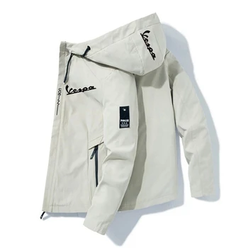 2023 Новая Осенняя Мужская куртка Vespa С Капюшоном, Повседневная Легкая Уличная одежда, Новый Однотонный Дизайн Модного бренда Parker