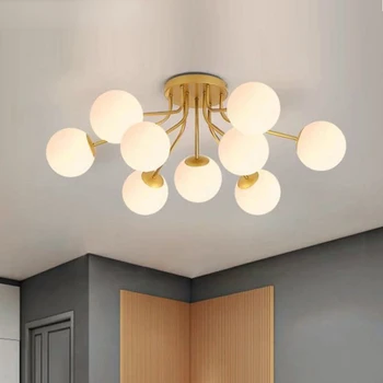 2023 Светодиодный стеклянный шар, потолочные светильники для дома для сна, подвесной светильник, люстра в скандинавском стиле для гостиной, спальни, молочно-белый