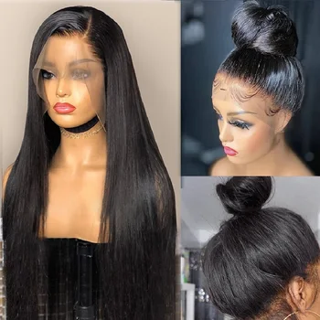 360 Кружевных париков 28-30-дюймовые кружевные фронтальные парики, предварительно выщипанные Длинные прямые парики для чернокожих женщин, парик 150-180 плотности