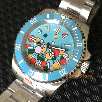 40 мм часы BLIGER Мужские автоматические механические часы NH35A Японский механизм Часы 904L Сталь Сапфировое стекло Синий циферблат