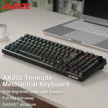 AJAZZ AK992 Механическая Клавиатура Bluetooth 2.4 G Беспроводная RGB 100 Клавиш С Горячей Заменой Эргономичных USB-Клавиатур Для Портативных ПК pro Gamer