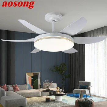 AOSONG Fan Light Скандинавский светодиодный потолочный вентилятор Современный минималистичный ресторан, гостиная, спальня Коммерческий электрический вентилятор