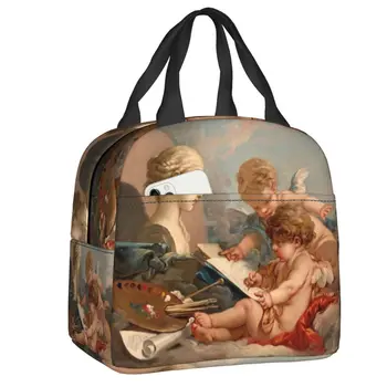 Bolsa de almuerzo con aislamiento de Ángel renacentista para mujer, bolso de almuerzo con arte de Boucher rococó, portátil, enfr