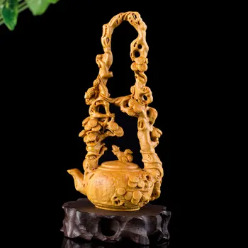 CCZHIDAO Деревянные фигурки белки Чайник Китайские животные ремесленные украшения из дерева Фэн-шуй Резьба по богатству Статуи для дома