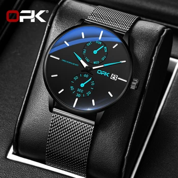 OPK 8116 Модные спортивные часы для мужчин, водонепроницаемые, со светящимся хронографом, календарем, мужские наручные часы, оригинальные кварцевые мужские часы