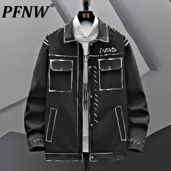 PFNW летние новые мужские свободные куртки темной одежды с модным буквенным принтом, индивидуальное красивое уличное повседневное пальто niche y2k