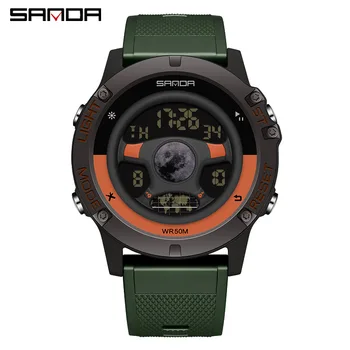 Sanda 9024 Новый модный цифровой механизм, ручные часы для подростков и студентов, модные водонепроницаемые наручные часы с хронографом в спортивном режиме
