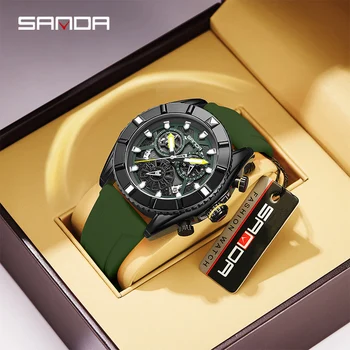 SANDA Новые роскошные кварцевые мужские часы в деловом стиле, водонепроницаемые, для отдыха и спорта, хронограф, Светящиеся Relojes hombre