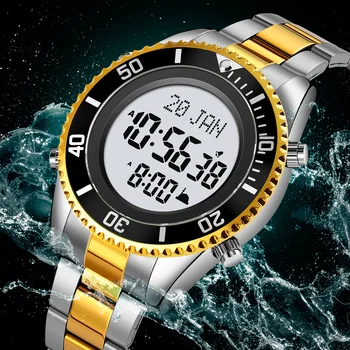 SKMEI Trend Многофункциональные часы Qibla, секундомер, закладка для хронометража, рабочие Деловые спортивные мужские электронные часы 2141