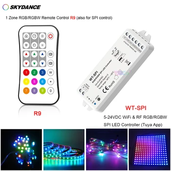 Skydance music WiFi + 2.4G RF RGB/RGBW Pixel IC SPI Светодиодный Контроллер WT-SPI R9 RGB Пульт дистанционного управления для WS2812 WS2815 модуль светодиодной Ленты 5V-24V