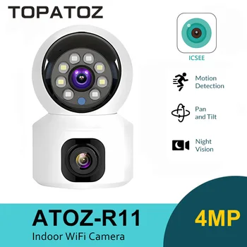 TOPATOZ 2K 4MP WiFi IP-камера Smart Home Security Protection PTZ Двухобъективные камеры видеонаблюдения Радионяня в помещении
