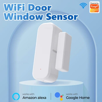 Tuya WiFi Умный дверной датчик окна Умный дом Охранная сигнализация Детекторы открытия/закрытия дверей для Alexa Google