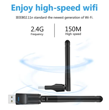 USB WiFi Адаптер 150 Мбит/с Беспроводная Карта 2,4 ГГц Wi-Fi Приемник Безопасное Шифрование Быстрая Локальная Сеть для Настольных ПК Ноутбук