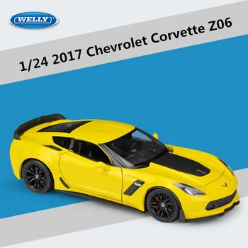 WELLY 1:24 Chevrolet Corvette Z06 Модель Спортивного Автомобиля Из сплава, Отлитая под давлением Игрушечная Гоночная Модель Автомобиля, Коллекция Высокого Моделирования, Детские Подарки