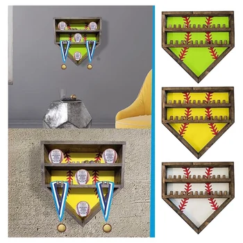 Бейсбольные держатели для мячей, Настенная витрина для бейсбольных мячей с защитой от выцветания и ультрафиолета Желтого цвета