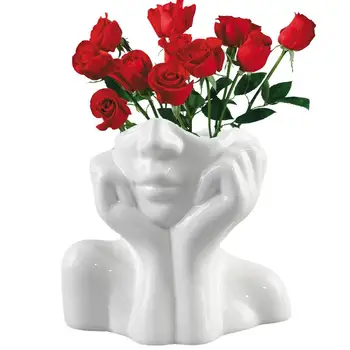 Вазы для тела, ваза для цветов в горшках с дренажными отверстиями, уникальная женская ваза в форме лица, цветочный горшок, декор для дома в гостиной, спальне