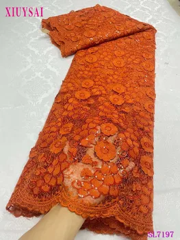 Высококачественная Африканская гипюровая кружевная ткань с пайетками 2023 Французская Нигерийская кружевная ткань для роскошного свадебного материала