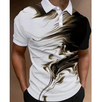 Горячая распродажа, Мужская рубашка Поло с 3D красочным дымчатым принтом, Высококачественная мужская одежда, Свободная рубашка оверсайз, уличный повседневный топ с коротким рукавом