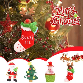 Дерево Деревянный Рождественский Снеговик Подвеска На Холодильник Санта 4ШТ Цветной Магнит Домашний Декор#25