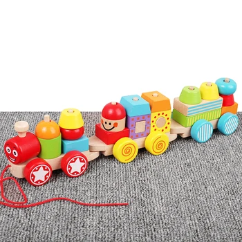 Детская модель поезда в масштабе ho Сборка Строительные блоки Формы Геометрические Соединительные блоки для вложения Прицеп Детские развивающие игрушки