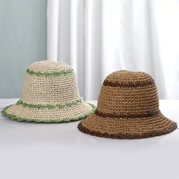 Дизайн пляжной шляпы, Соответствующий цвету Соломенной Шляпы, Женская Летняя шляпа для пикника, Свежее Дыхание, Натуральная Панама