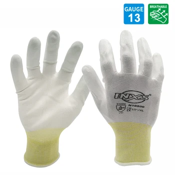Дышащие и быстросохнущие рабочие перчатки с полиуретановым покрытием SAFETY-INXS EN388, рабочие перчатки Mechanic 13 калибра