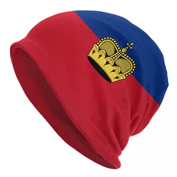 Женская мужская шапочка-бини в стиле флага Лихтенштейна, теплая весенне-зимняя уличная шапочка-бини в стиле хип-хоп