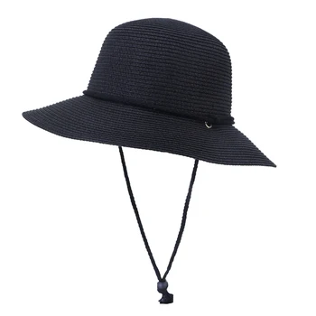 Женская солнцезащитная шляпа с широкими полями, подарок для скалолазания, женская шляпа с ремешком для подбородка, для путешествий на открытом воздухе, летний пляж, повседневная Модная соломенная складная