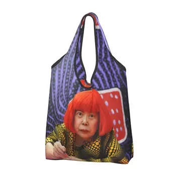 Женская сумка для покупок Yayoi Kusama, изготовленная на заказ, эстетическое искусство, сумки для покупок через плечо, сумка большой емкости