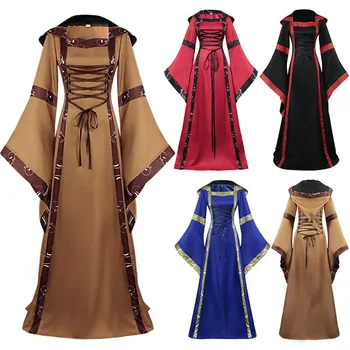 Женские винтажные платья с оборками, кельтское средневековое платье в пол, Ренессансное готическое платье для косплея, женское элегантное платье robe femme
