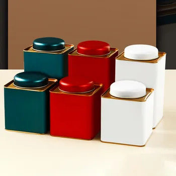 Жестяная коробка для упаковки чая Caddy, Запечатанные Квадратные Пустые банки из-под чая, Мини-портативные металлические контейнеры для чая, коробки для хранения чайной посуды