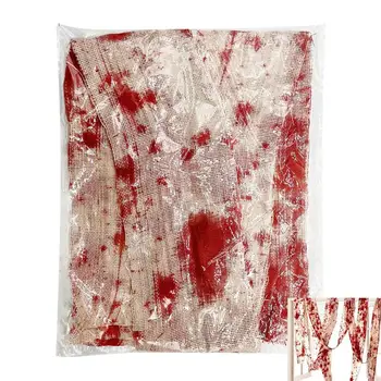 Жуткая ткань для Хэллоуина, красная кровавая марля для украшения дверного проема на открытом воздухе, декоративная кровавая марля для коридора, газона, сцены