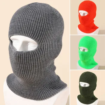 Зимняя балаклава, вязаная лыжная маска на все лицо, Ветрозащитная грелка для шеи для мужчин и женщин, уличный чехол для лица, велосипедная шапочка-бини