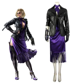 Игровой костюм Нины Уильямс для косплея, женский костюм Нины Уильямс, сексуальное фиолетовое платье с черной курткой, комплект для Хэллоуина, комплект