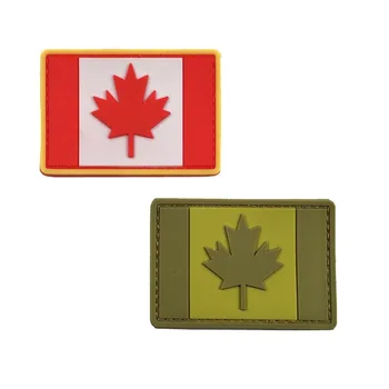 Канадская резиновая нашивка с крючком и петлей 3D ПВХ Повязка с национальным флагом Флаг с кленовым листом Армейский веер Военные наклейки на значки на открытом воздухе