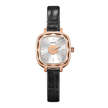 Кварцевые часы для женщин, кожаный ремешок для часов, водонепроницаемые квадратные легкие модные повседневные изысканные женские кварцевые часы