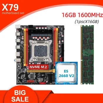 Комплект материнской платы Kllisre X79 LGA 2011 combo XEON E5 2660 V2 CPU 1шт x 16 ГБ оперативной памяти DDR3 1600 ECC RAM