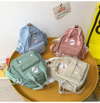 Корейский стиль, Милый Повседневный Вельветовый Маленький рюкзак для девочек, модный Мини-школьный рюкзак для девочек, Новинка 2023 года, Цвет Хаки, Mochila