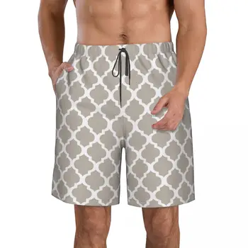 Коричневые модные серо-белые мужские повседневные шорты для прогулок, пляжные брюки с завязками, комфортные шорты с плоской передней частью S