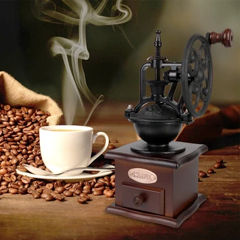 Кофеварка с ручным приводом, мини-мельница для специй, измельчающая кофейные зерна ручной работы, Ручная кофемолка, Деревянное Ретро-винтажное колесо обозрения