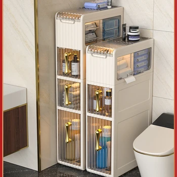Легкий Роскошный Стеллаж для хранения в ванной комнате Стеллаж для хранения с зазором в полу Шкаф для хранения с узким зазором в ванной Комнате Туалет Боковой шкаф для хранения в туалете