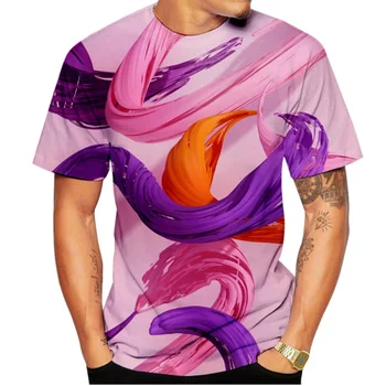 Летняя мужская и женская модная футболка с 3D абстрактной масляной живописью, оригинальная, персонализированная, быстро сохнущая.
