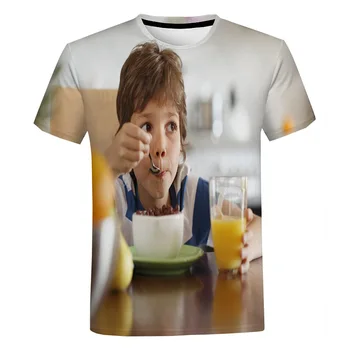 Летняя мужская и женская Новая футболка Eats Kids для родителей и детей, Свободный Топ, Модная Уличная футболка в стиле Хип-хоп оверсайз